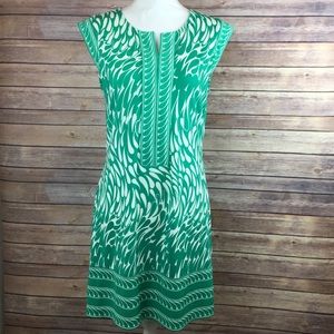 BCBG Maxazria Sheath Dress Green White Size M